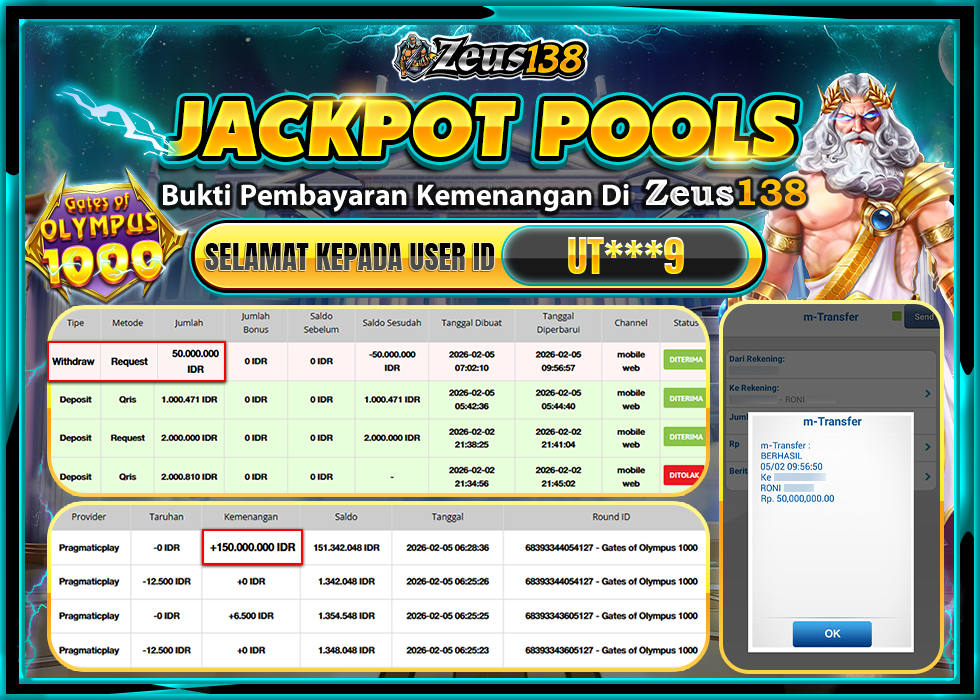 ZEUS138 GATES OF OLYMPUS 1000Rp.50,000,000